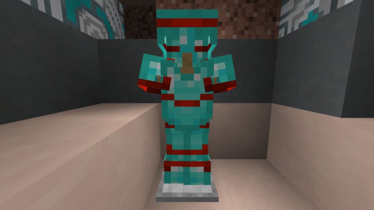 La garniture d'armure hôte sur un ensemble d'armures de diamant dans Minecraft