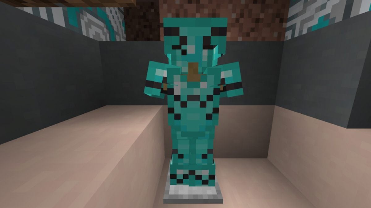Armure de diamant avec la garniture d'armure Raiser dans Minecraft