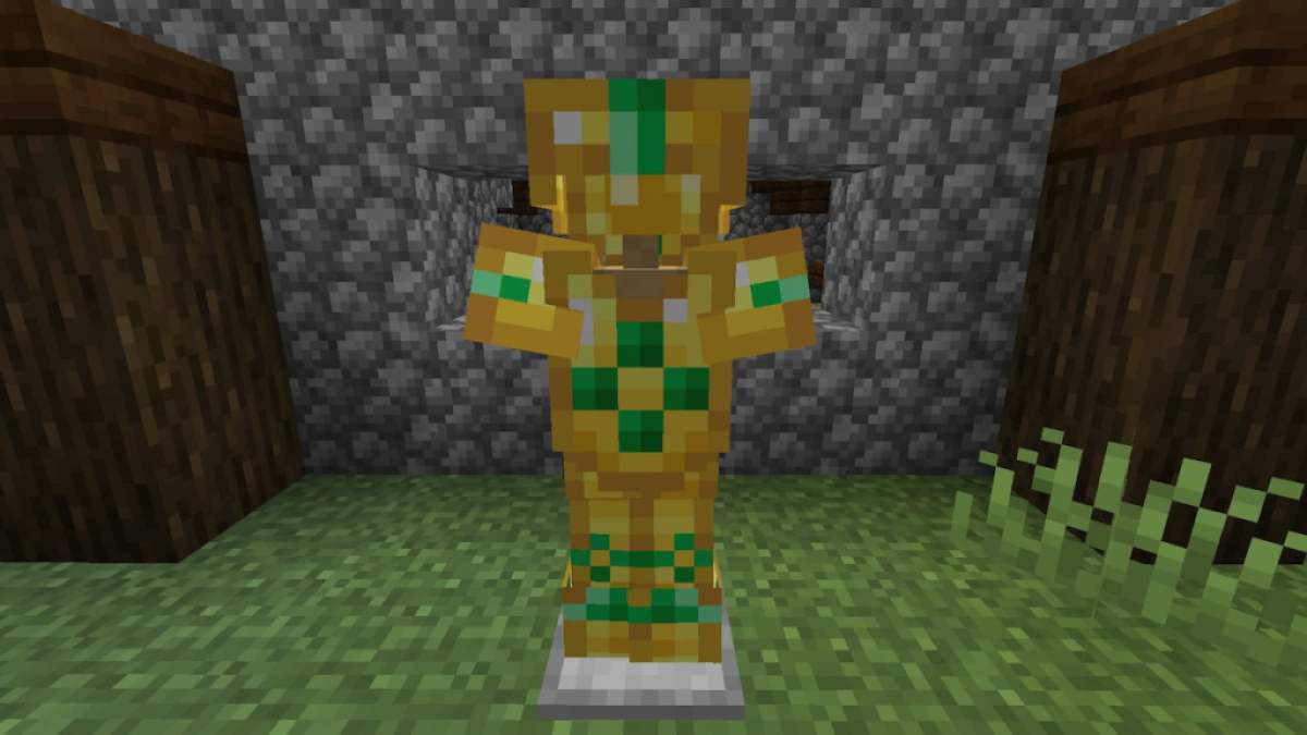 La garniture d'armure Sentry sur un ensemble d'armure dorée dans Minecraft