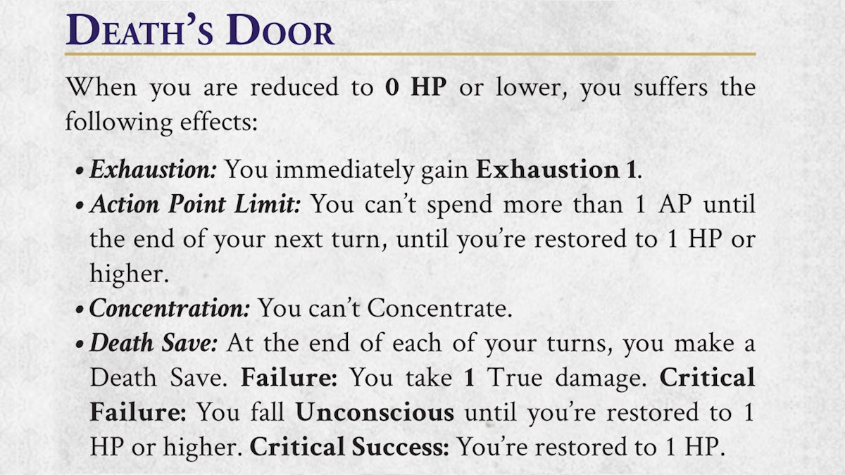 La description de Death's Door trouvée dans le playtest DC20.