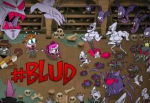 Becky and other characters from #Blud fighting vampires in a crypt.