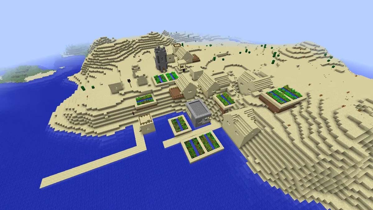 Forgeron dans un village au bord de l'océan dans Minecraft