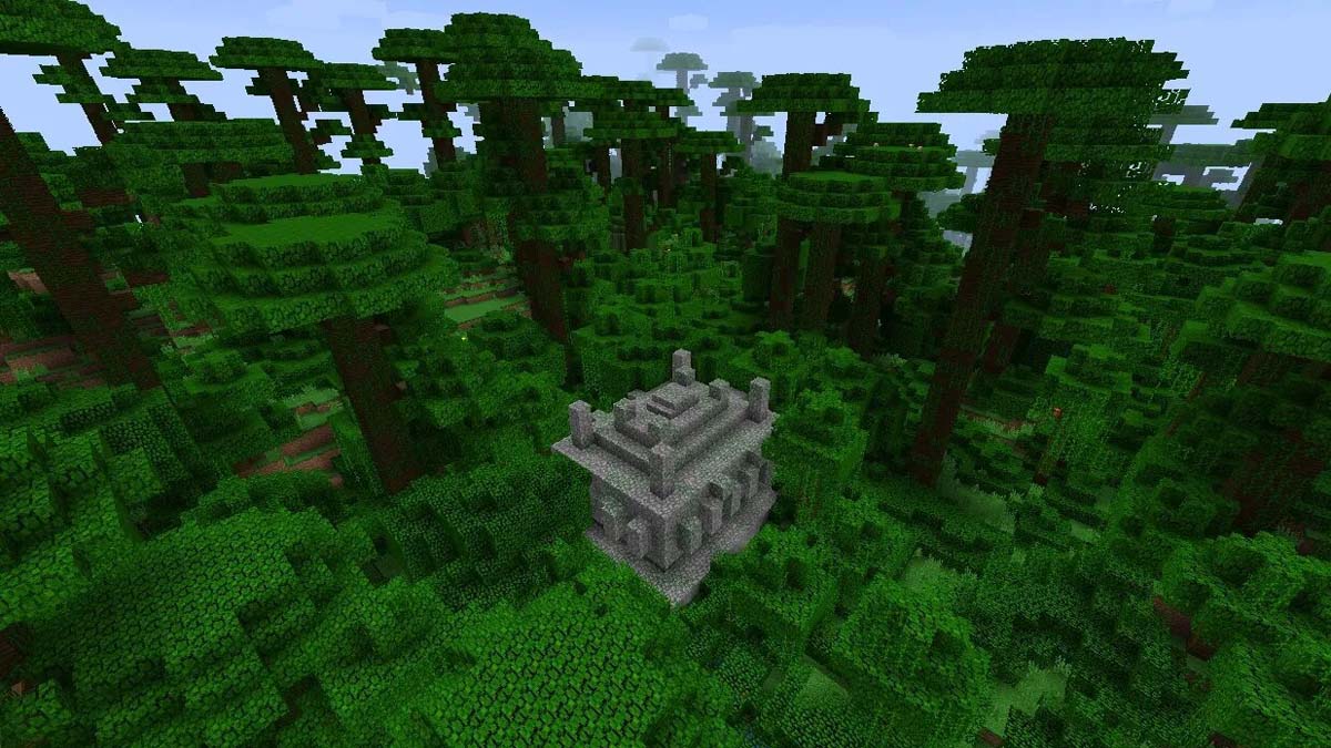 Temple de la jungle dans la forêt de la jungle dans Minecraft