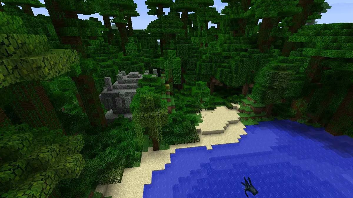 Temple de la jungle sur la rivière dans Minecraft