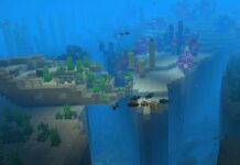 Shipwreck stuck in the underwater ravine in Minecraft