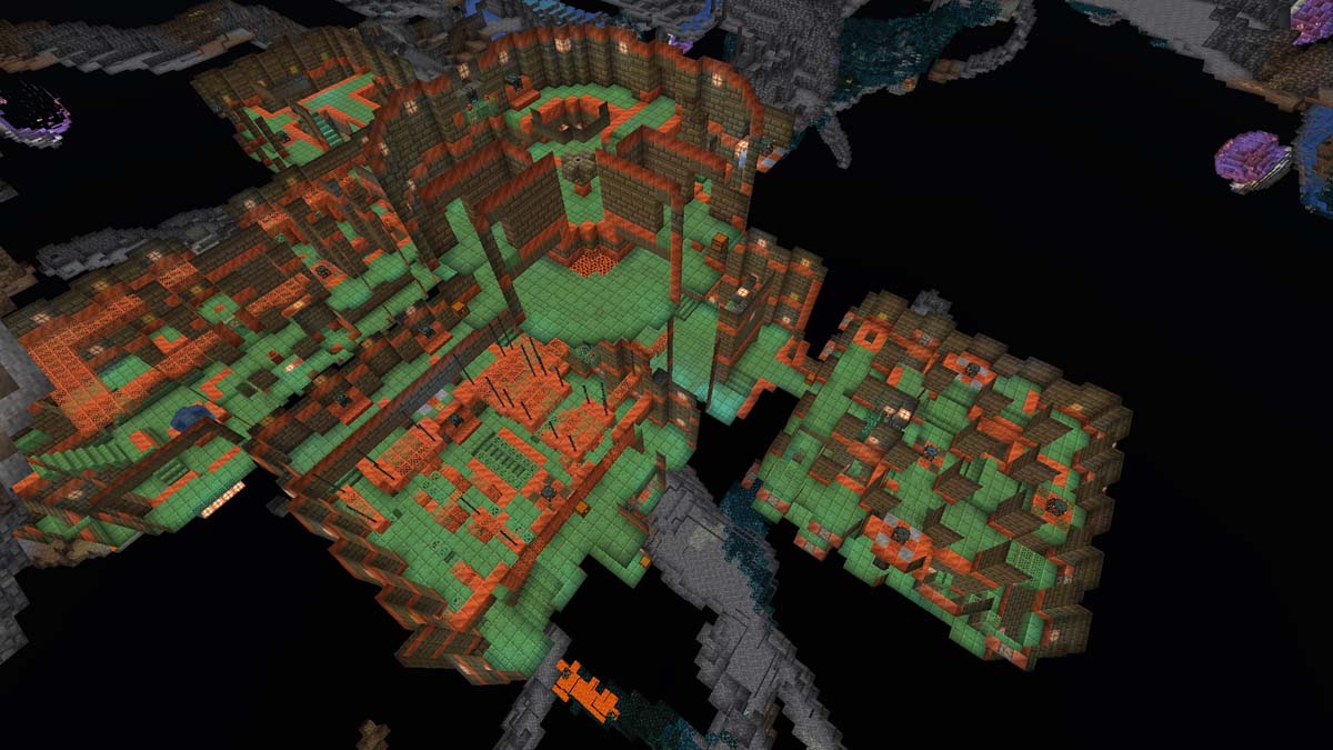 Chambre d'essai avec salle d'éruption dans Minecraft