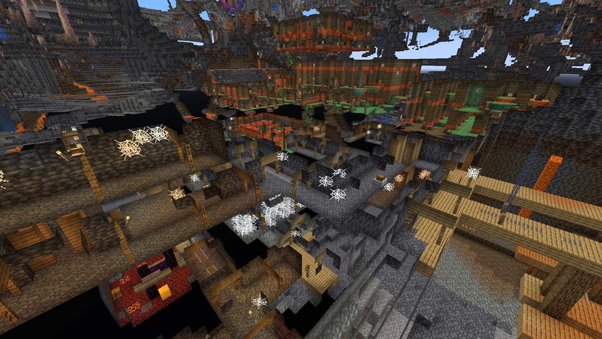 Chambre d'essai avec puits de mine abandonné dans Minecraft