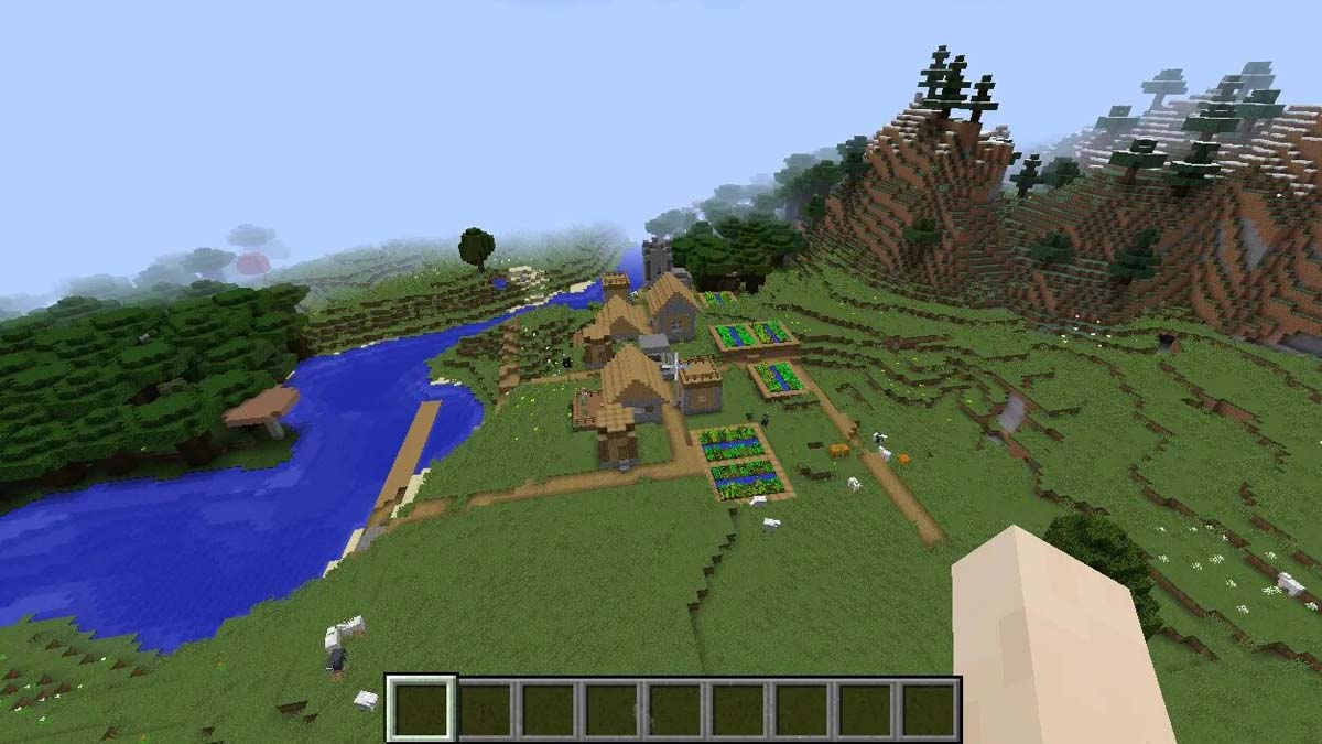 Fermes dans un village fluvial dans Minecraft