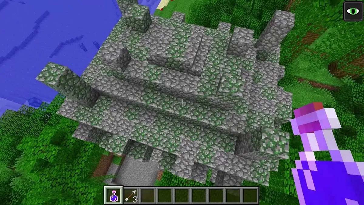 Sur le toit d'un temple de la jungle dans Minecraft