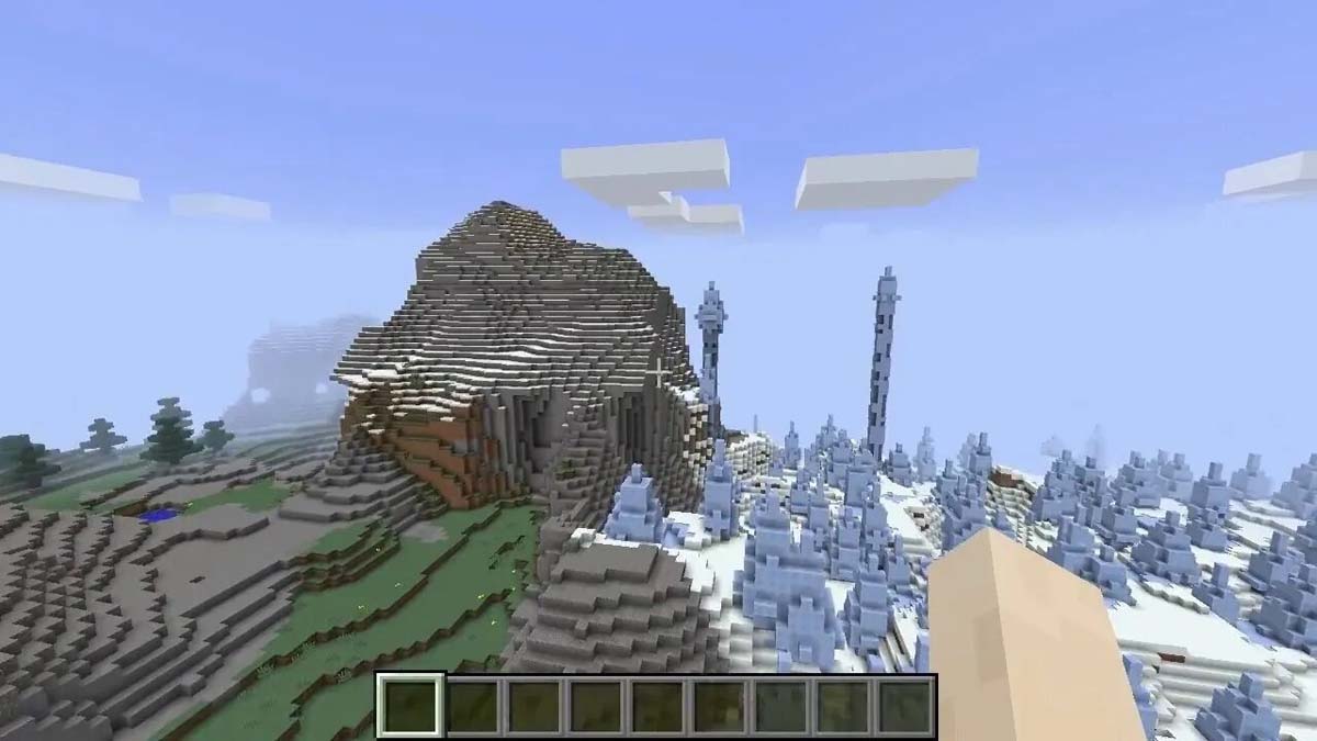 Pointes de glace sur les collines dans Minecraft