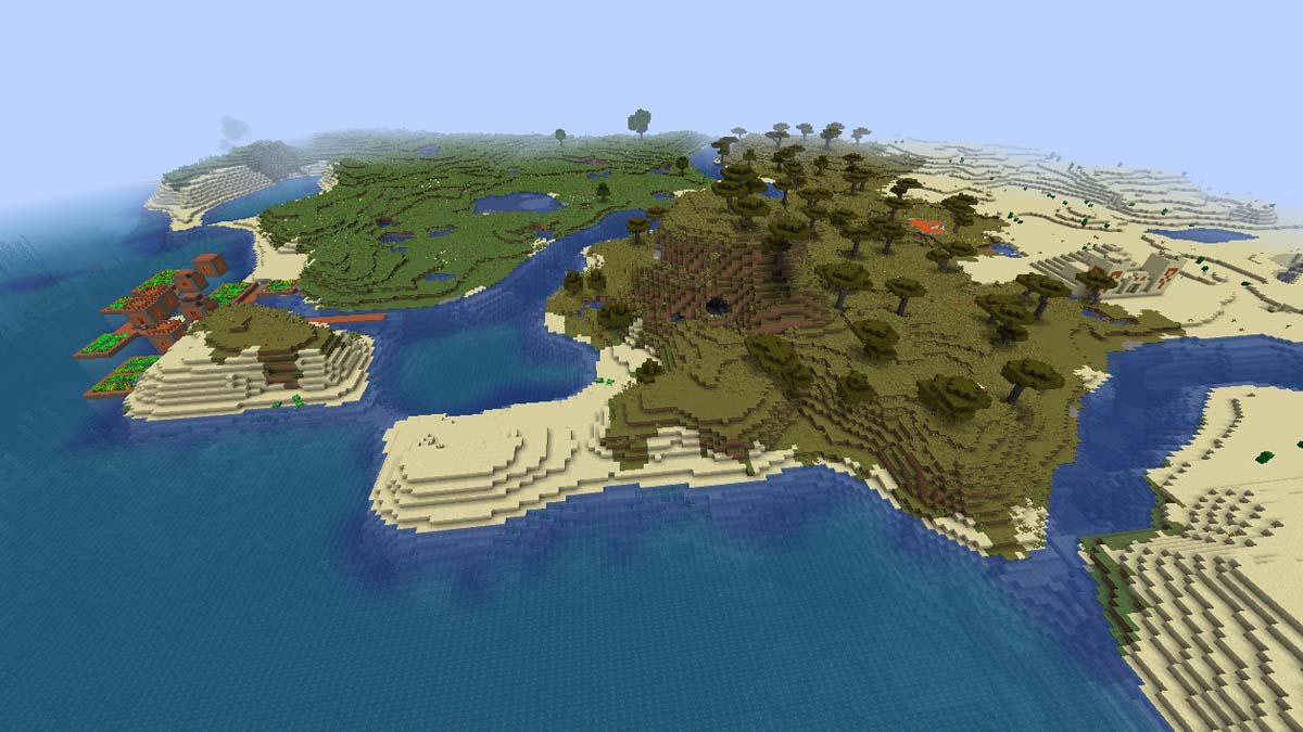 Village d'acacias au bord de l'océan dans Minecraft
