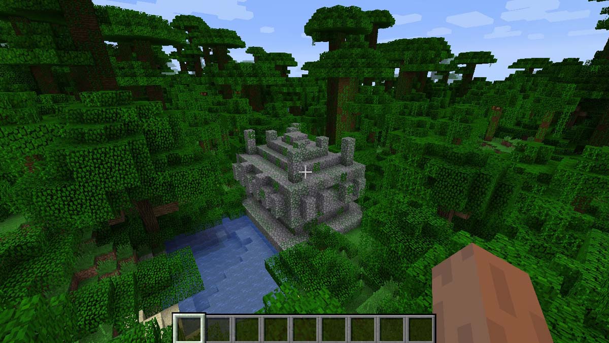 Temple de la jungle sur la rivière dans Minecraft