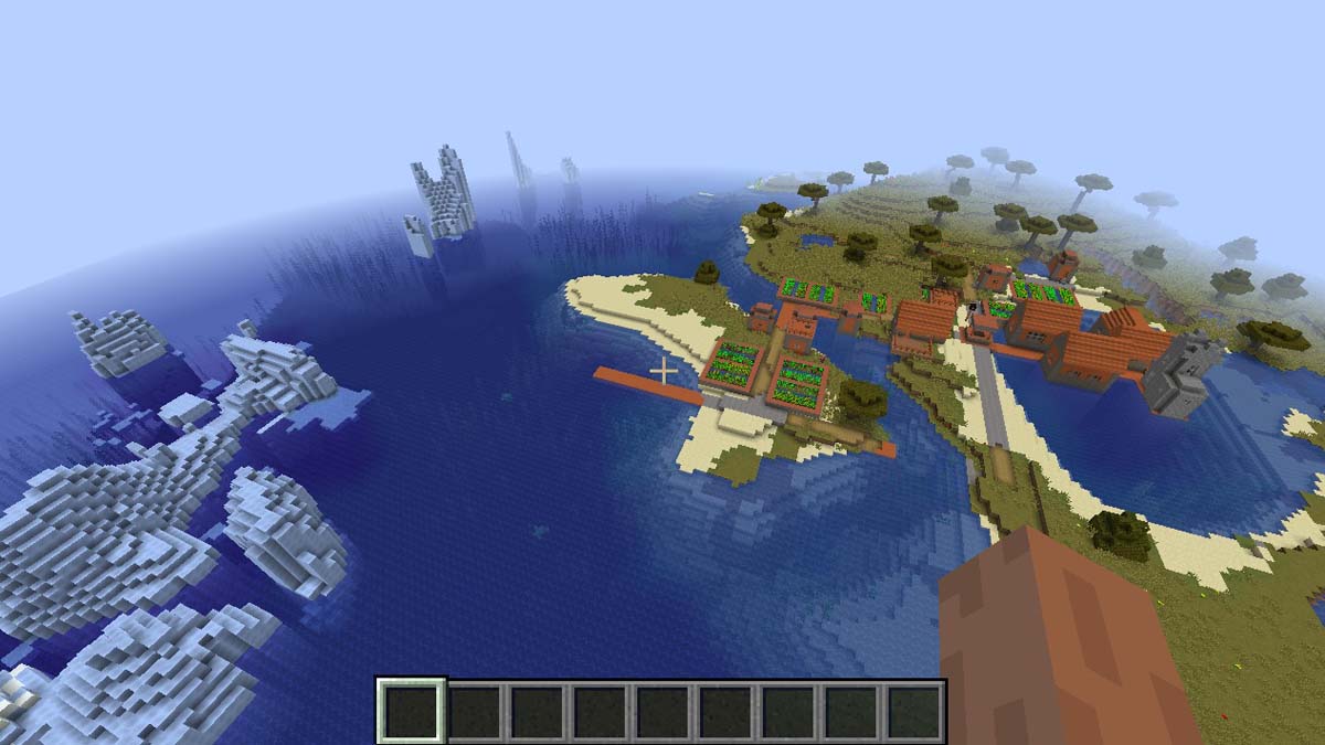 Icebergs et village d'acacias dans Minecraft
