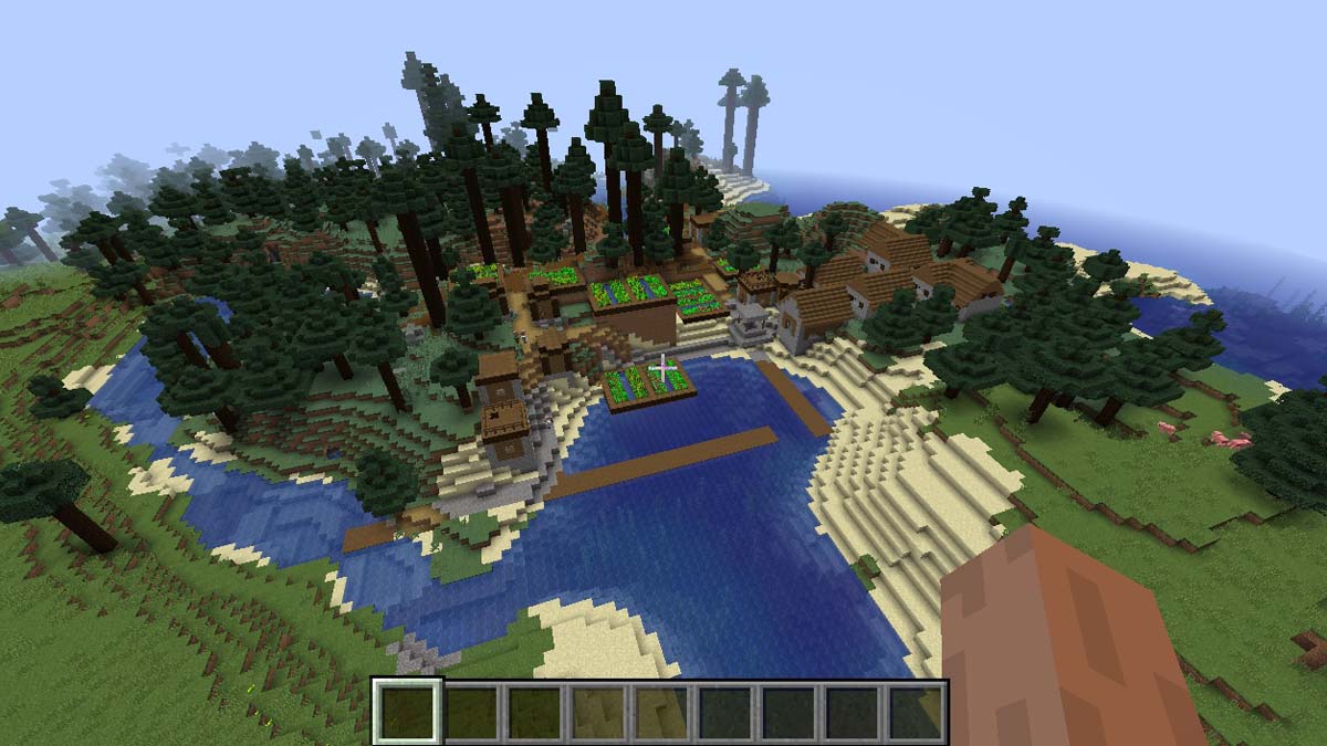 Village de la taïga sur la rivière dans Minecraft