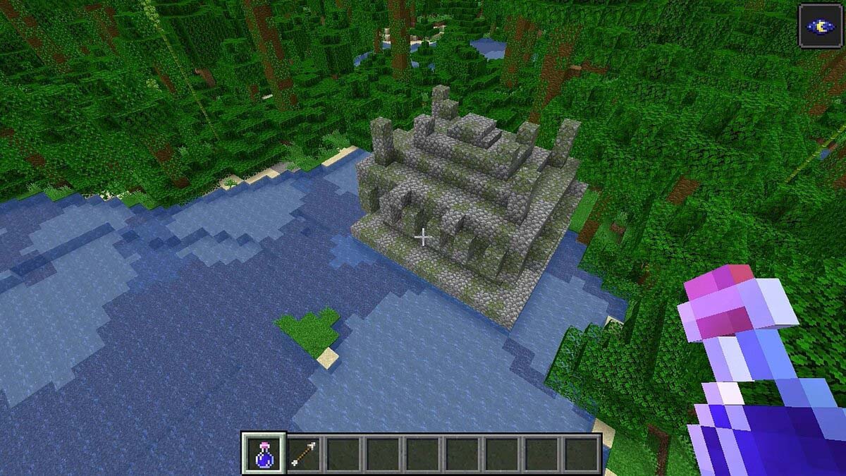 Temple de la jungle sur la rivière dans Minecraft