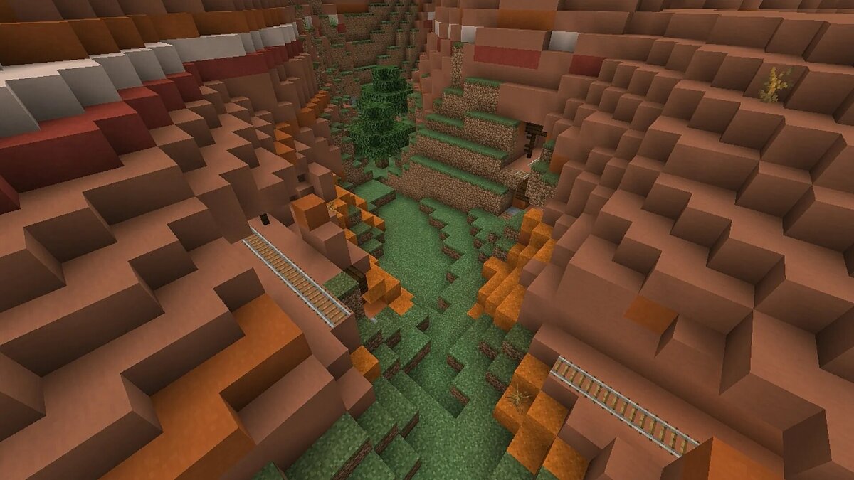 Puits de mine des badlands exposés dans Minecraft