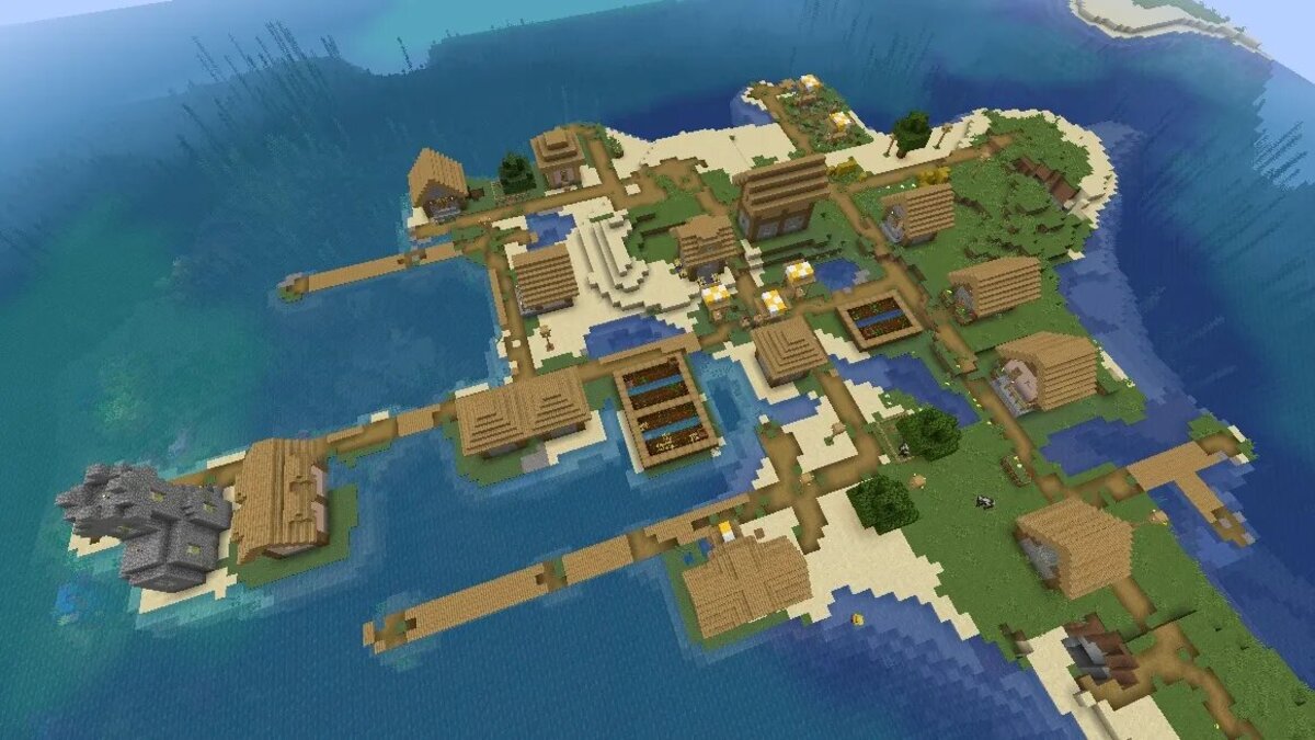 Village insulaire de survie dans Minecraft