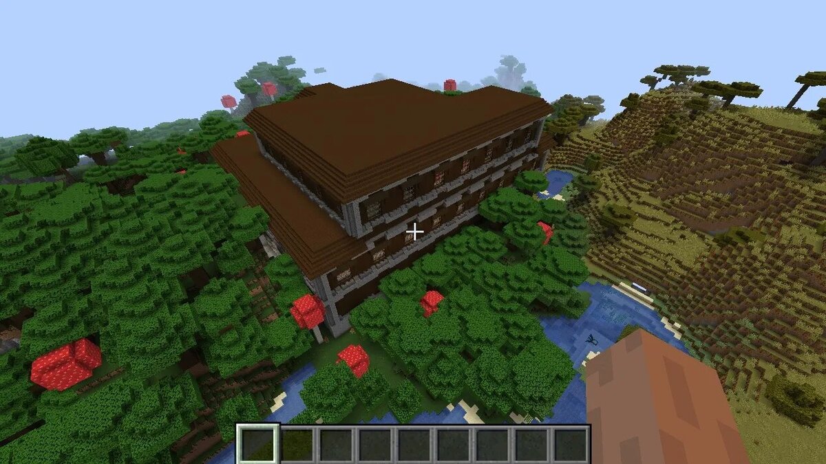 Manoir boisé près de la savane dans Minecraft