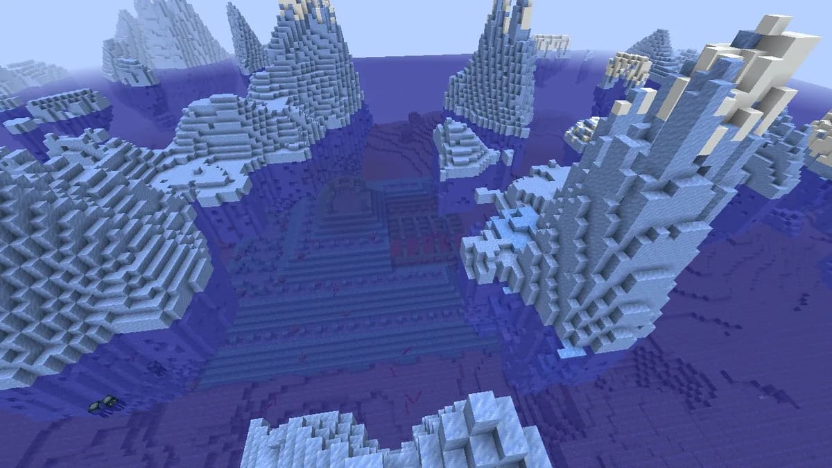 monument océanique sous les icebergs dans Minecraft