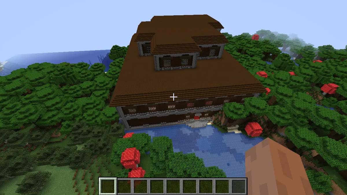 Manoir boisé dans la rivière dans Minecraft