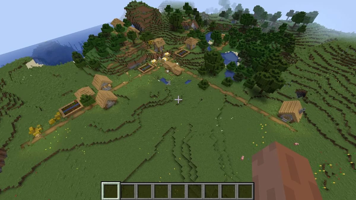 Village des plaines au bord de l'océan dans Minecraft