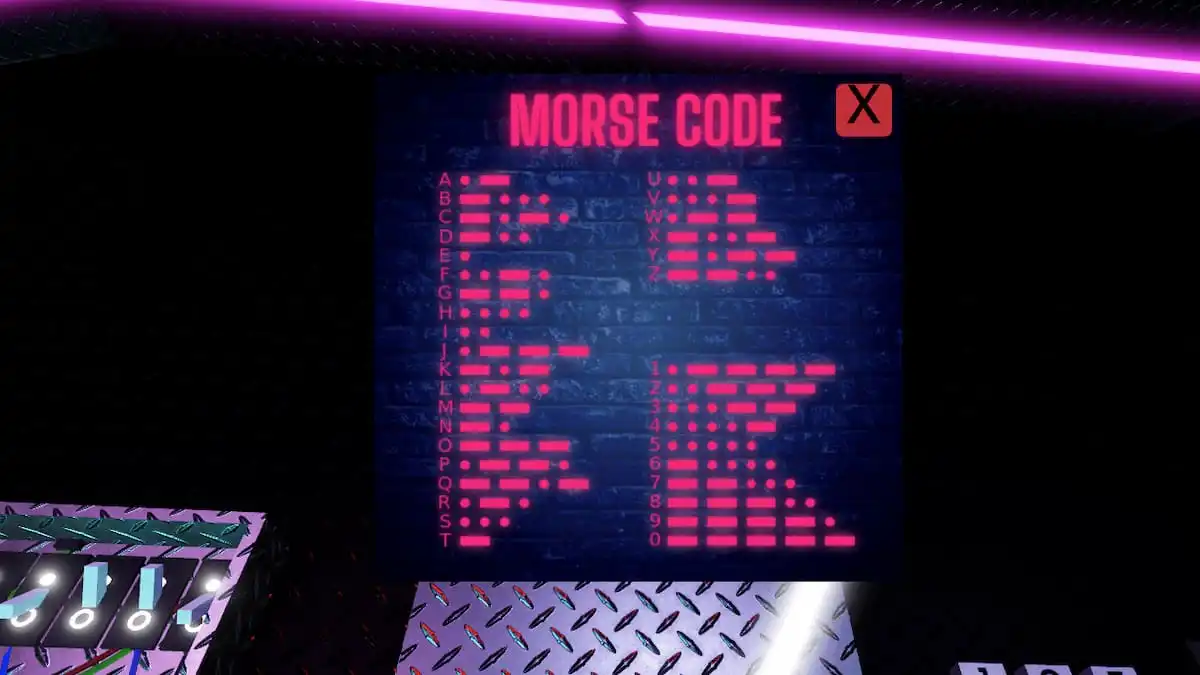 Affiche en code Morse pour déchiffrer la lumière rouge clignotante dans la salle d'évasion du terminal
