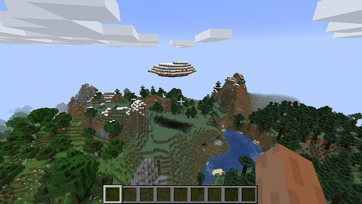 Île flottante immense et plate dans Minecraft