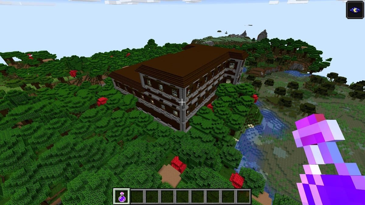 Manoir boisé près d'un marais dans Minecraft