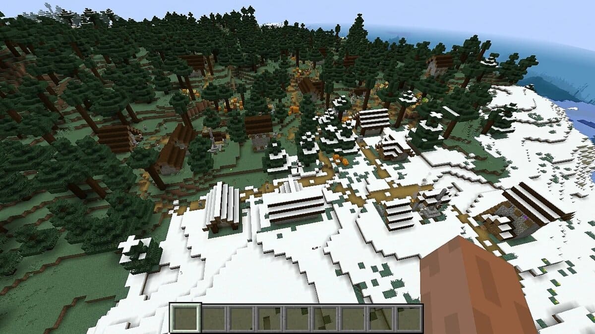 Village de la taïga enneigé dans Minecraft