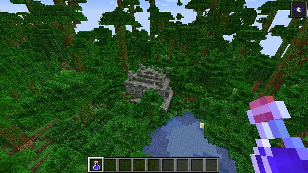 Temple de la jungle sur la rivière dans Minecraft