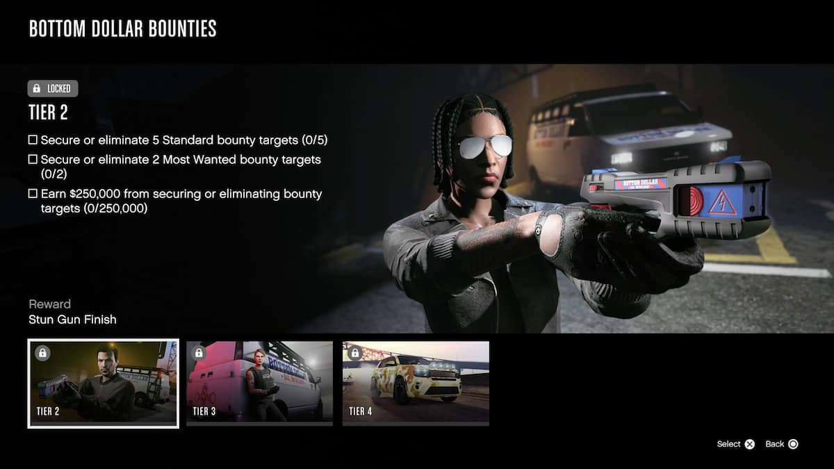 Écran de l'interface de GTA Online affichant la récompense de finition du pistolet paralysant