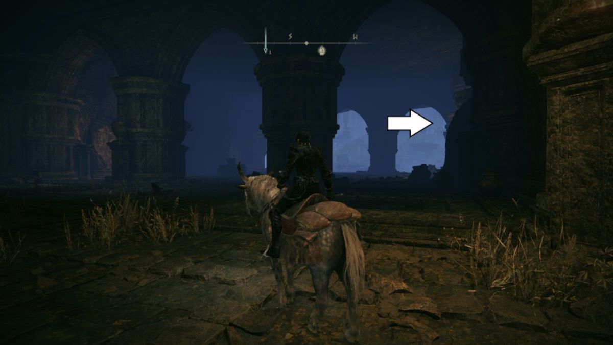 Itinéraire vers le prochain site de grâce dans les ruines de Rauh dans le DLC pour Elden Ring.