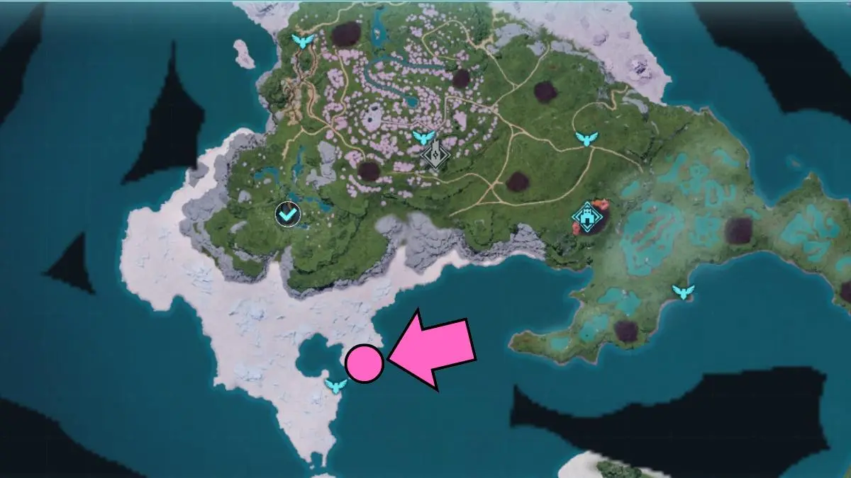 Localisation sur la carte du Wixen Noct Pal à Palworld