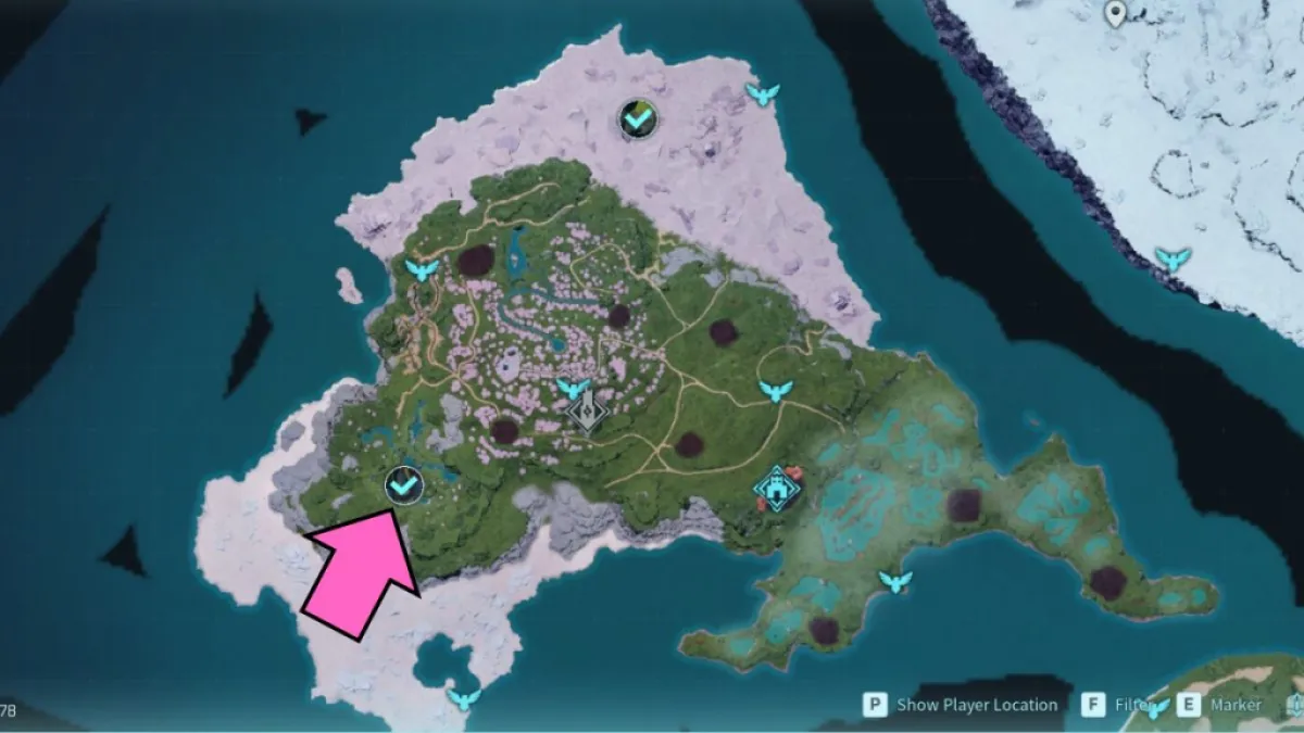 Emplacement sur la carte du boss alpha Knocklem dans Palworld