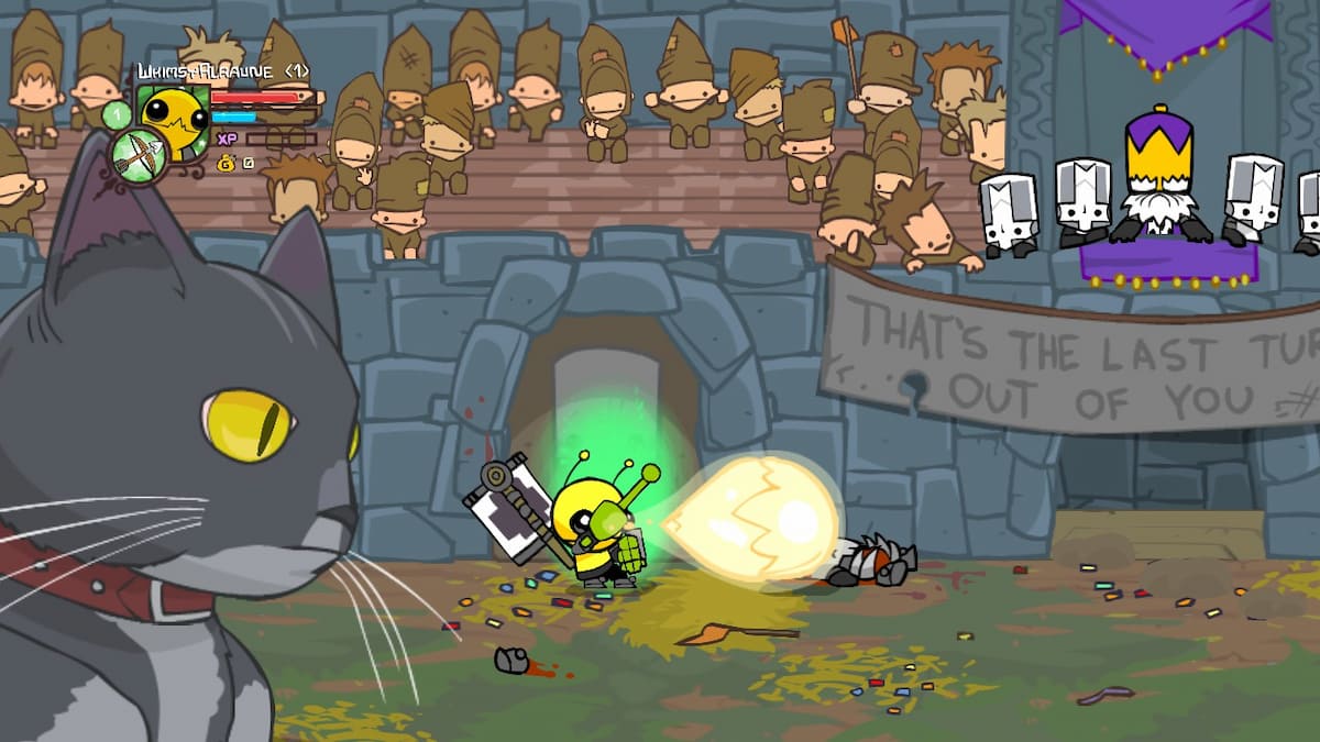 L'Alien dans Castle Crashers tire un grand faisceau avec son Alien Gun