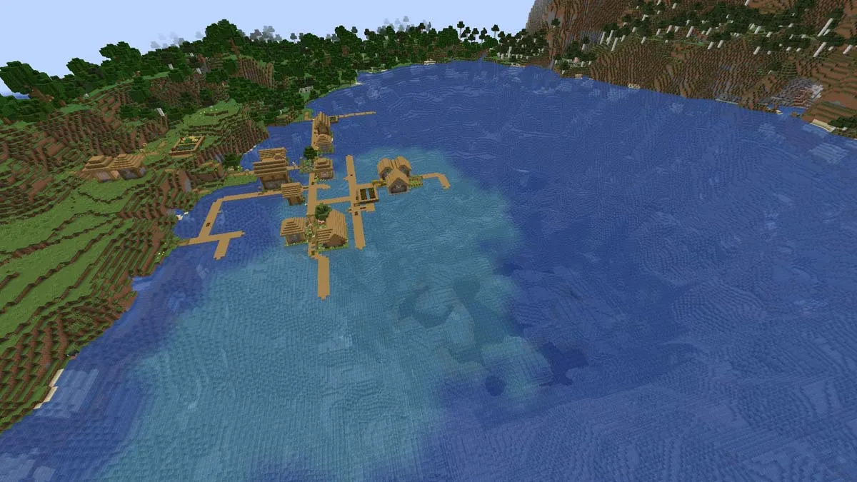 Village au bord du lac dans Minecraft