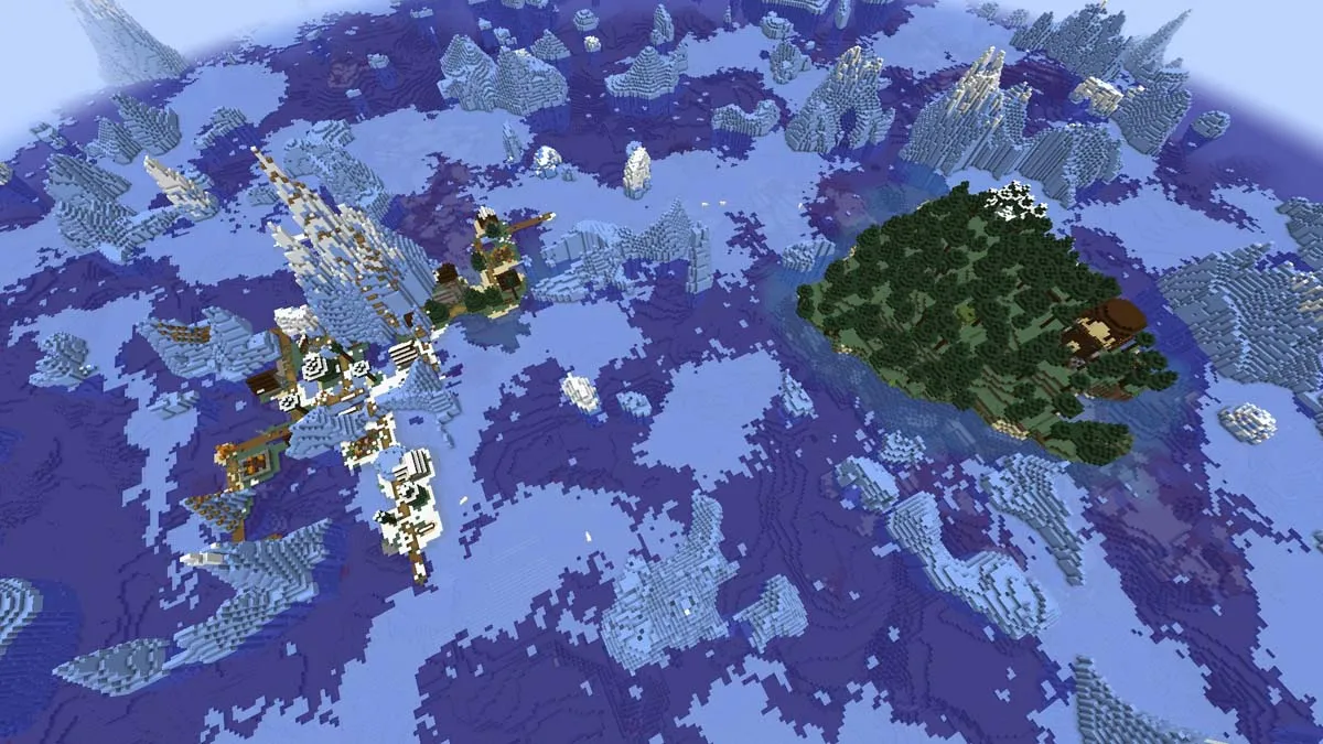 Avant-poste de Pilager et village d'icebergs dans Minecraft
