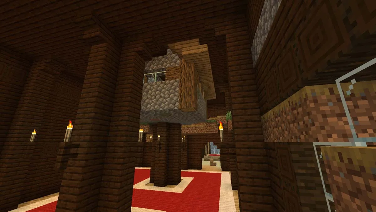 Cabane de village à l'intérieur d'un manoir boisé dans Minecraft