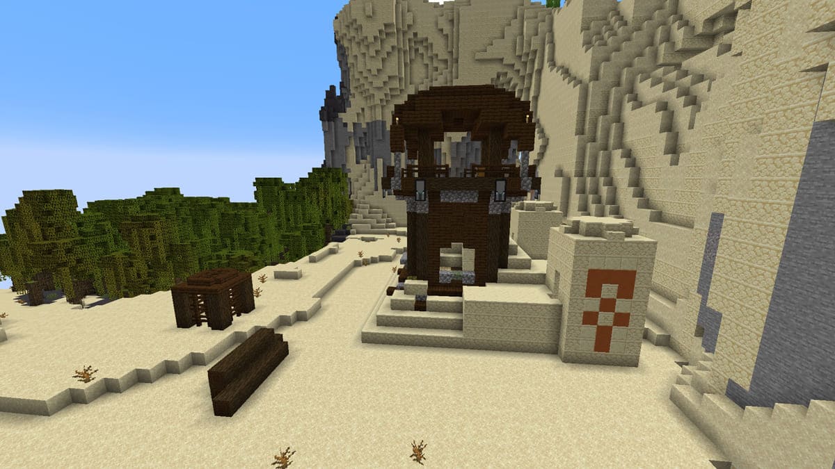 Avant-poste de pilleurs sur un temple du désert dans Minecraft