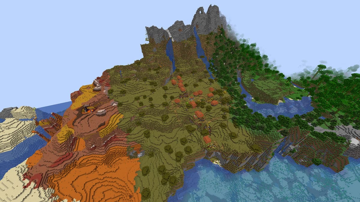 Badlands et village d'acacias dans Minecraft