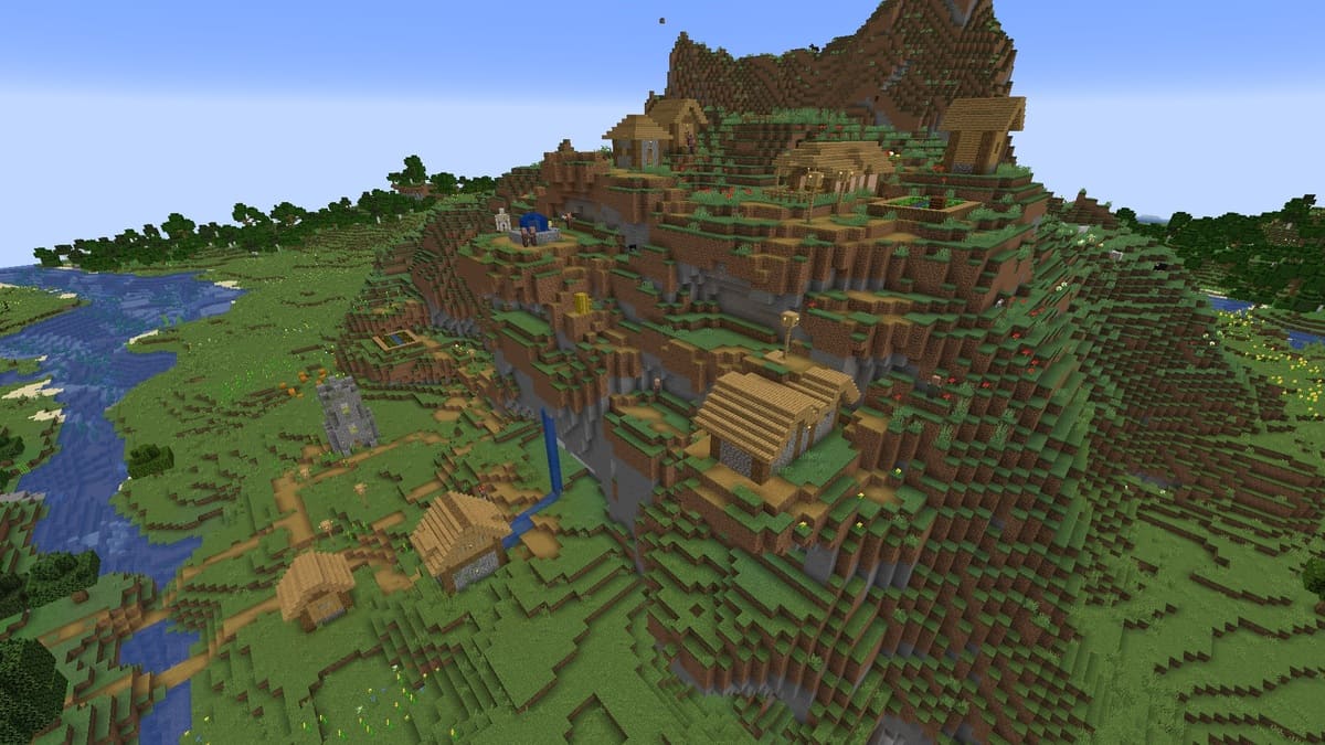 Village à flanc de colline dans Minecraft