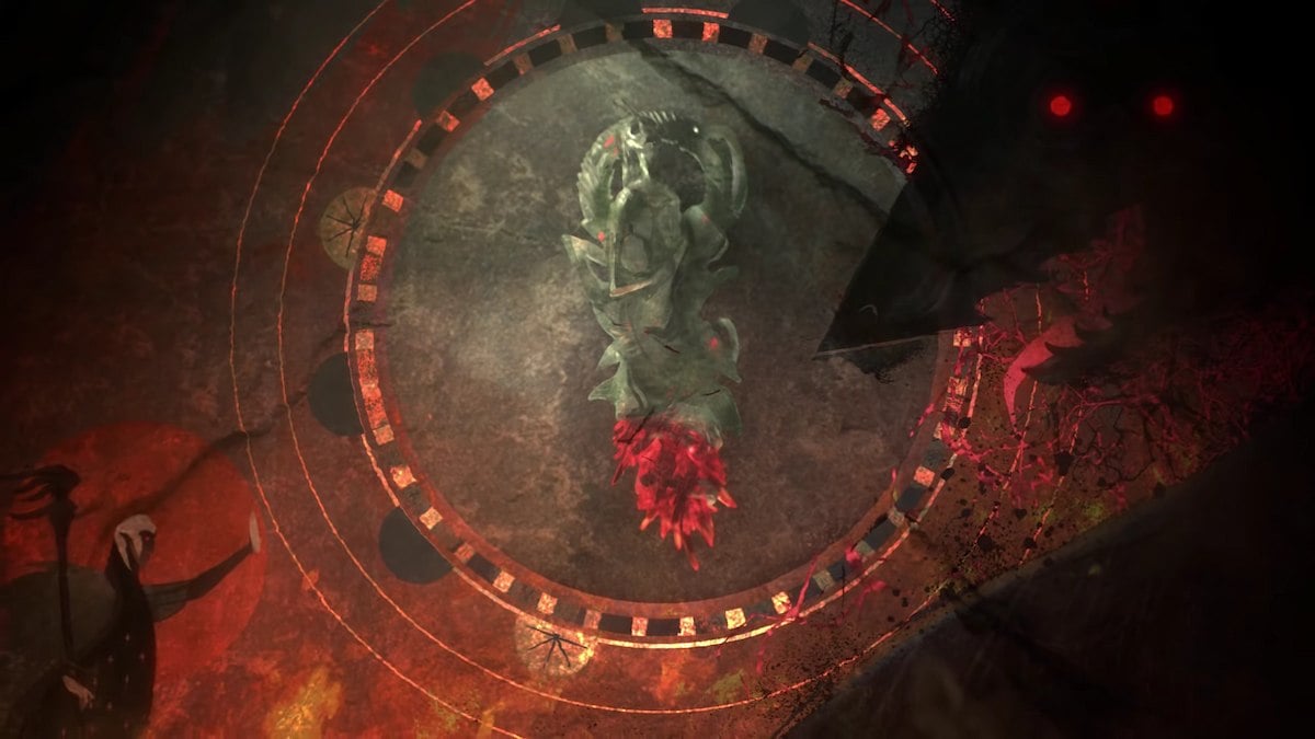 L'image teaser unique de l'annonce de Dragon Age 4 aux Game Awards 2018, montrant l'Inquisiteur à gauche et le Loup d'Effroi à droite. 