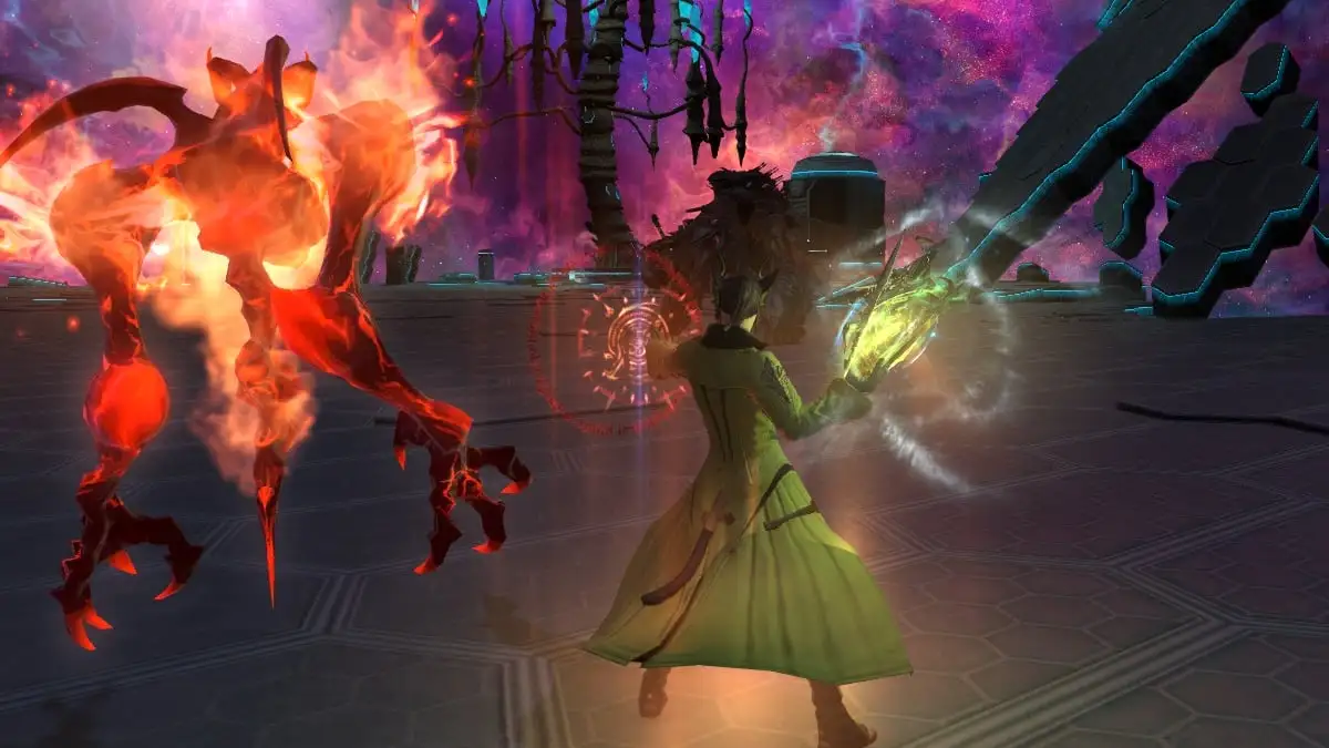 Dans Final Fantasy XIV, un invocateur combat aux côtés d'Ifrit-egi