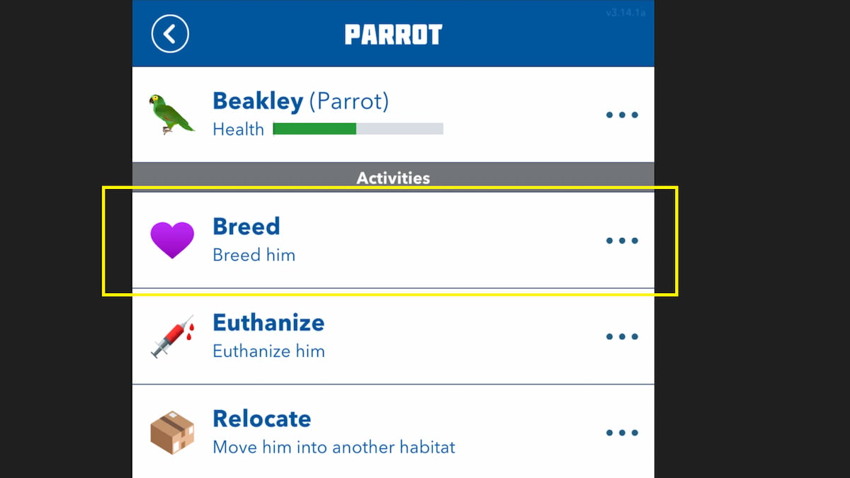 L'option de reproduction dans BitLife