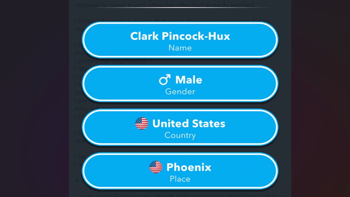 Le menu de création de personnage dans BitLife