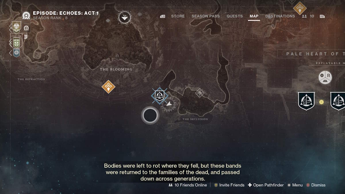 Carte de localisation du coffre Destiny 2 Prismatich Fragments