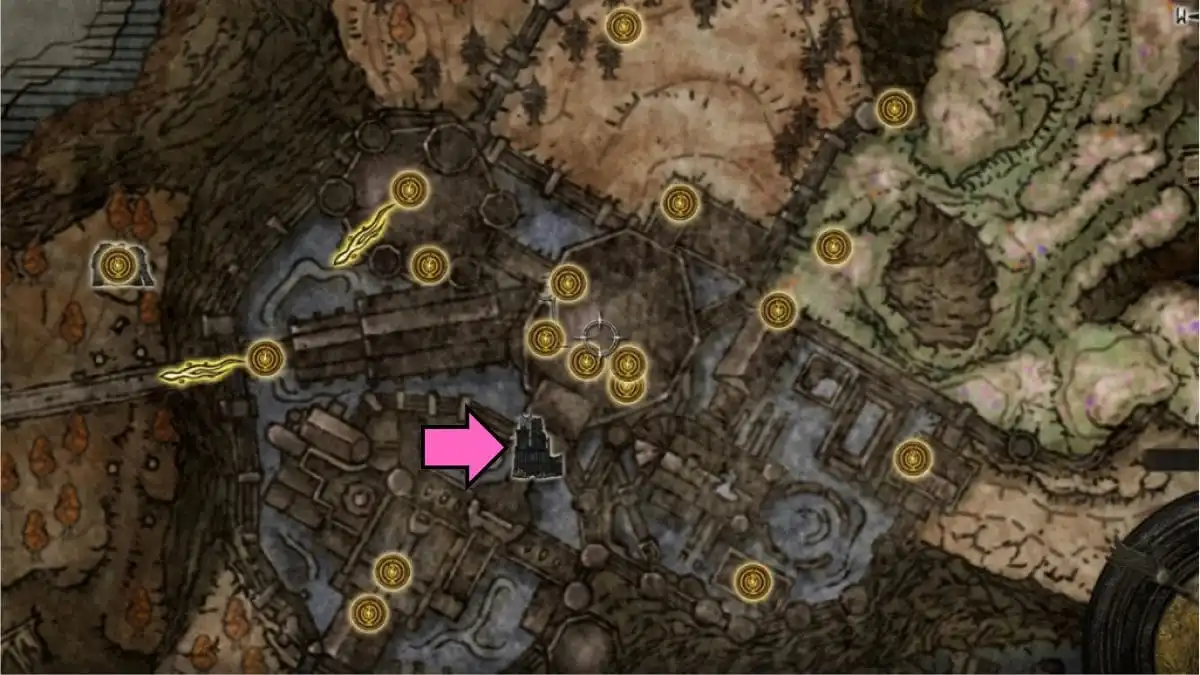 L'emplacement de la porte principale de Shadow Keep apparaît sur la carte du jeu dans Elden Ring Shadow of the Erdtree.