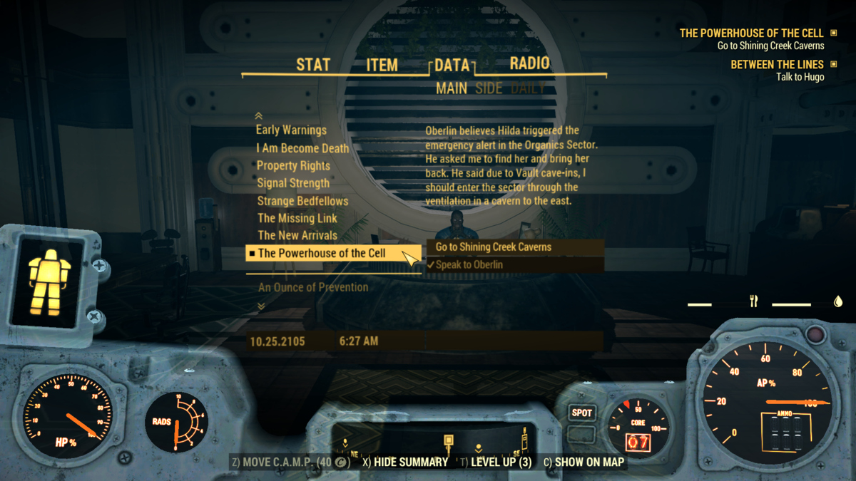 La quête La centrale de la cellule dans Fallout 76,