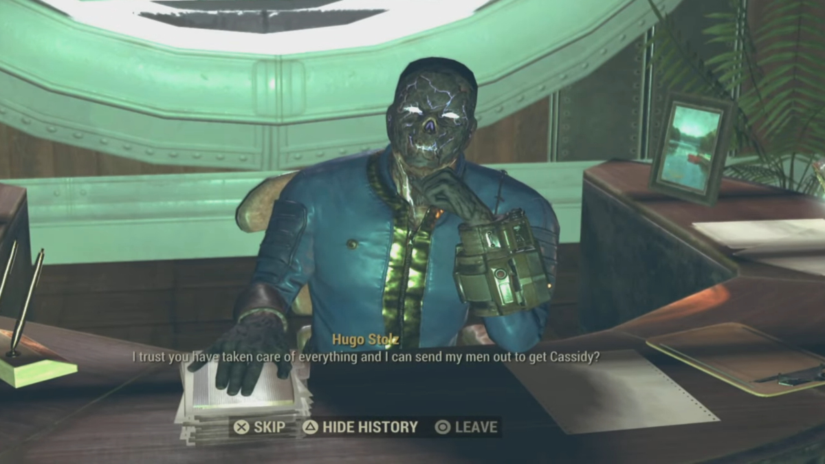 Parlant à Hugo après avoir affronté Alex dans Fallout 76.