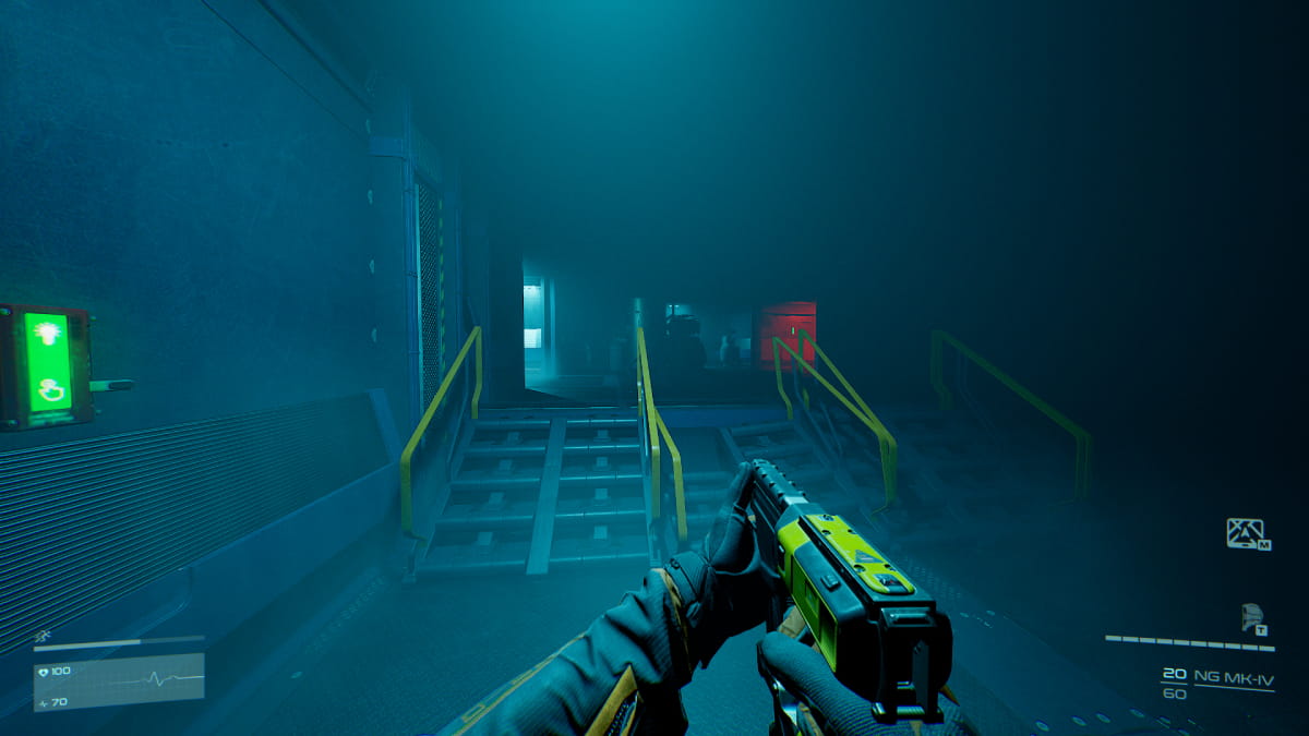 joueur tenant un pistolet à clous dans Level Zero : Extraction